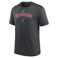 T-shirt à trois mélanges Performance Nike Heather Charcoal Cleveland Guardians Authentic Collection Early Work pour homme