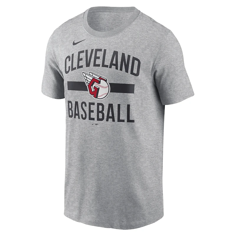 T-shirt arqué gris chiné Nike pour homme Cleveland Guardians