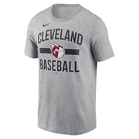 T-shirt arqué gris chiné Nike pour homme Cleveland Guardians