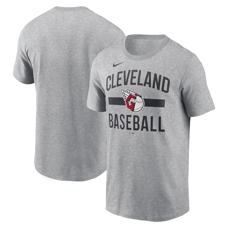 T-shirt arqué gris chiné Nike pour homme Cleveland Guardians