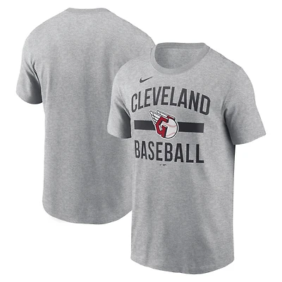 T-shirt arqué gris chiné Nike pour homme Cleveland Guardians