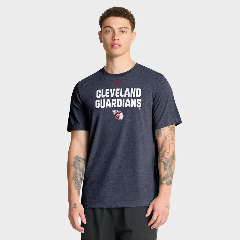 T-shirt Nike Heather Navy Cleveland Guardians pour homme, en mélange de trois tissus.
