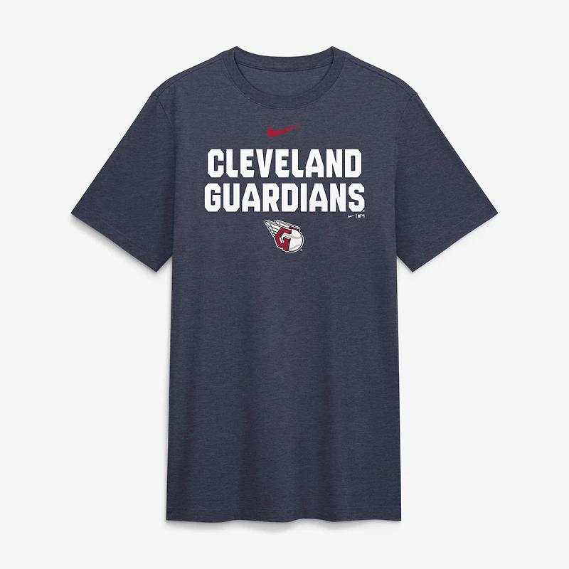 T-shirt Nike Heather Navy Cleveland Guardians pour homme, en mélange de trois tissus.
