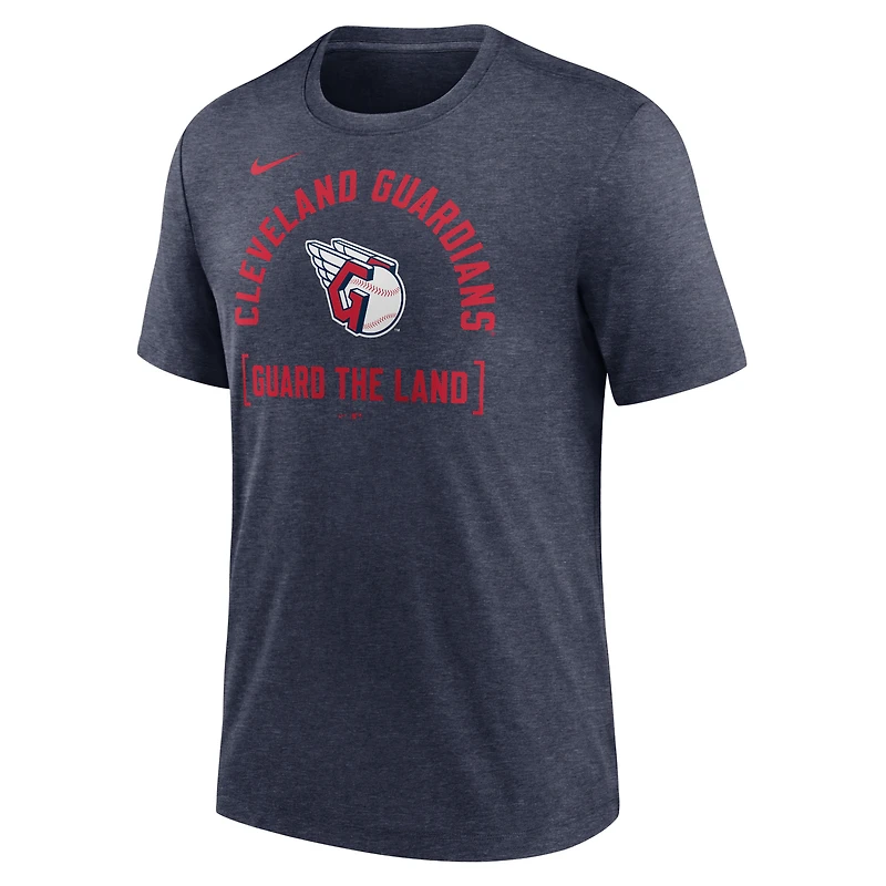 T-shirt Nike Heather Navy Cleveland Guardians Swing Big Tri-Blend pour hommes
