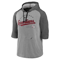 Men's Nike Heathered Charcoal/Heathered Gray Cleveland Guardians Team Modern Arch 3/4 Sleeve Pullover Hoodie