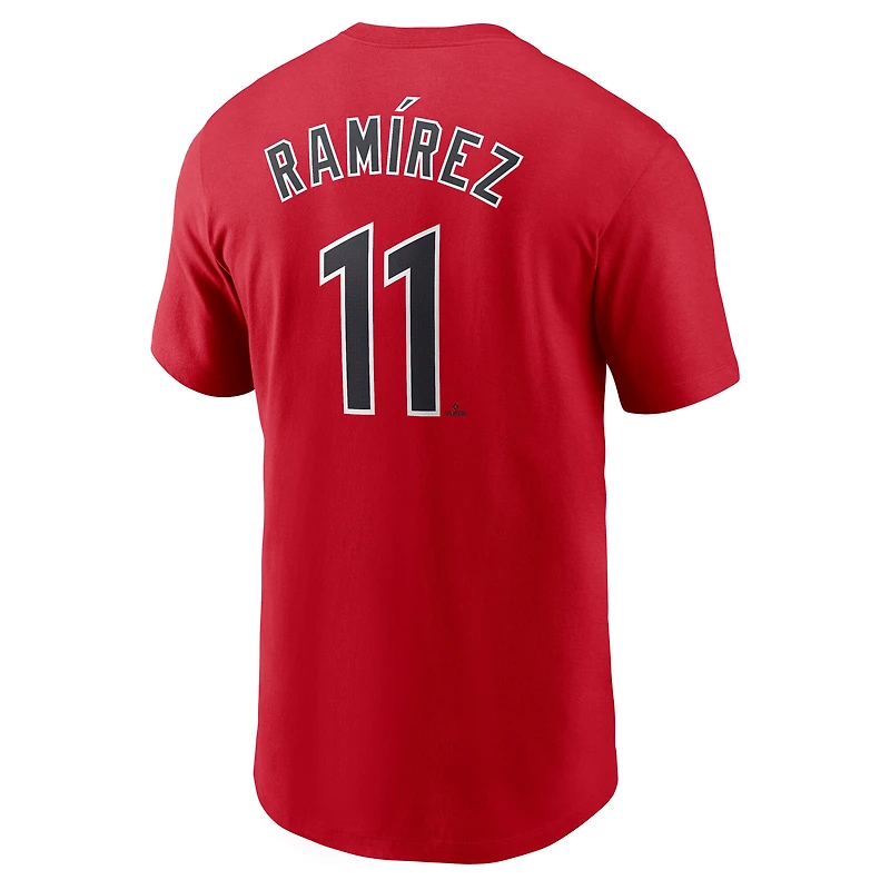 T-shirt Nike pour homme Jose Ramirez rouge Cleveland Guardians Fuse avec nom et numéro