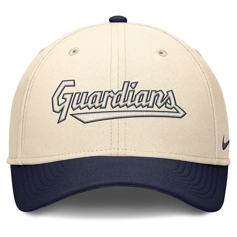 Men's Nike Natural/Navy Cleveland Guardians Statement Rise Performance Flex Hat