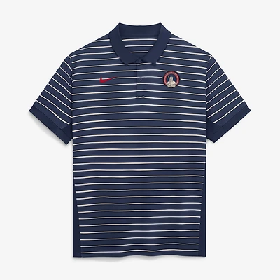 Polo Nike City Connect rayé Victory Dri-FIT pour homme, collection Authentic Cleveland Guardians, bleu marine et crème