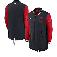 Veste entièrement zippée Nike pour homme bleu marine/rouge Cleveland Guardians Authentic Collection Dugout Performance