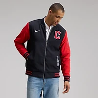 Men's Nike Navy/Red Cleveland Guardians Authentic Collection Dugout Relaxed Full-Zip Bomber Jacket