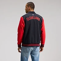 Men's Nike Navy/Red Cleveland Guardians Authentic Collection Dugout Relaxed Full-Zip Bomber Jacket