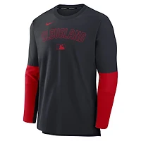 Men's Nike Navy/Red Cleveland Guardians Authentic Collection Player Dri-FIT Lightweight Pullover
