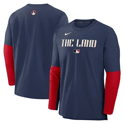 Pull léger Nike bleu marine Cleveland Guardians 2025 City Connect Authentic Collection Player Dri-FIT pour homme