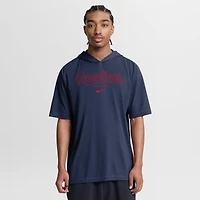 Men's Nike Navy Cleveland Guardians Arched Wordmark Tri-Blend Hooded T-Shirt