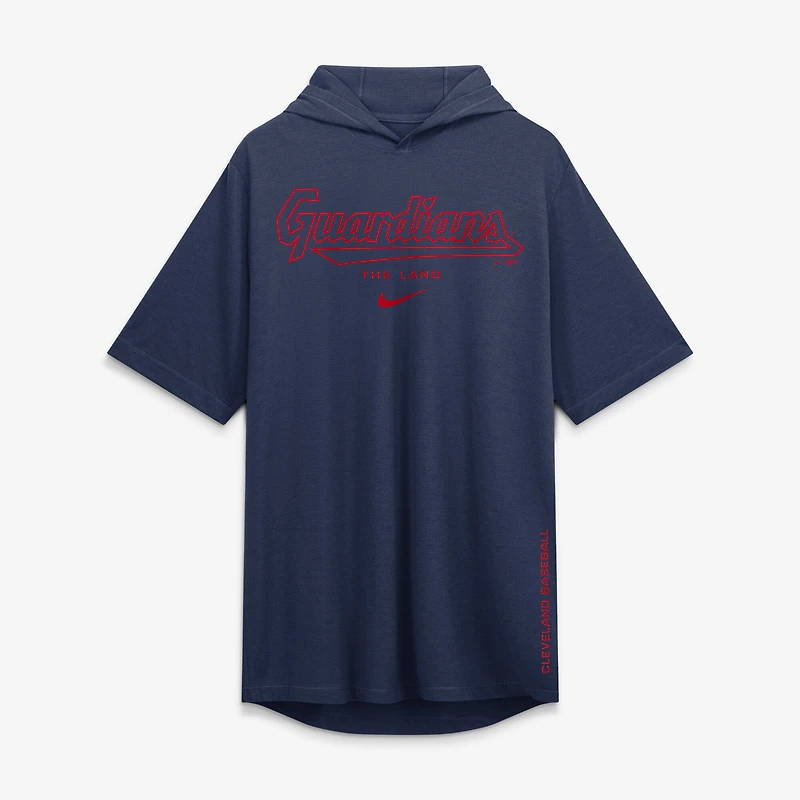Men's Nike Navy Cleveland Guardians Arched Wordmark Tri-Blend Hooded T-Shirt