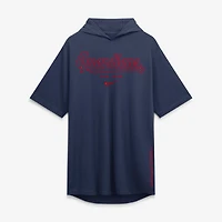 Men's Nike Navy Cleveland Guardians Arched Wordmark Tri-Blend Hooded T-Shirt