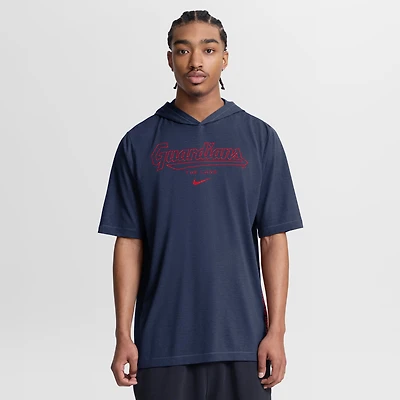 T-shirt à capuche Nike Cleveland Guardians bleu marine pour homme, en mélange de trois matières.