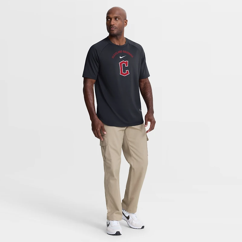 Men's Nike Navy Cleveland Guardians Authentic Collection Batting Practice Pre-Game Raglan Dri-FIT Top
