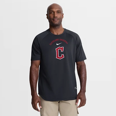 Men's Nike Navy Cleveland Guardians Authentic Collection Batting Practice Pre-Game Raglan Dri-FIT Top