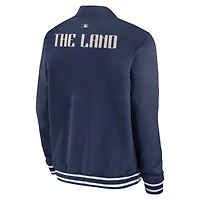 Men's Nike  Navy Cleveland Guardians Authentic Collection City Connect Full-Zip Bomber Jacket