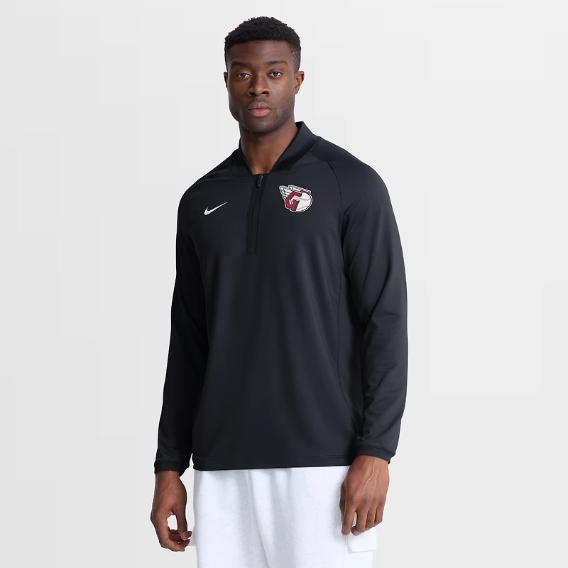 Pull-over Nike Dri-FIT à demi-zip raglan, collection Authentic, Cleveland Guardians, bleu marine, pour homme