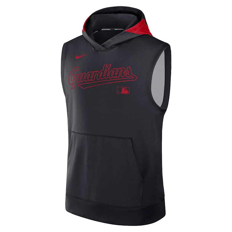 Men's Nike Navy Cleveland Guardians Authentic Collection Dri-FIT Sleeveless Hoodie