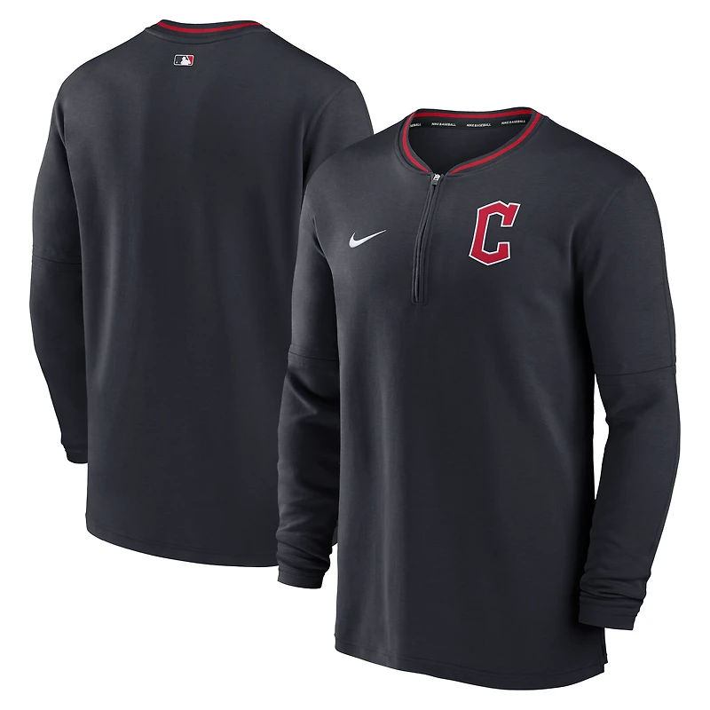 Haut Nike bleu marine Cleveland Guardians Authentic Collection Performance à demi-zip pour homme