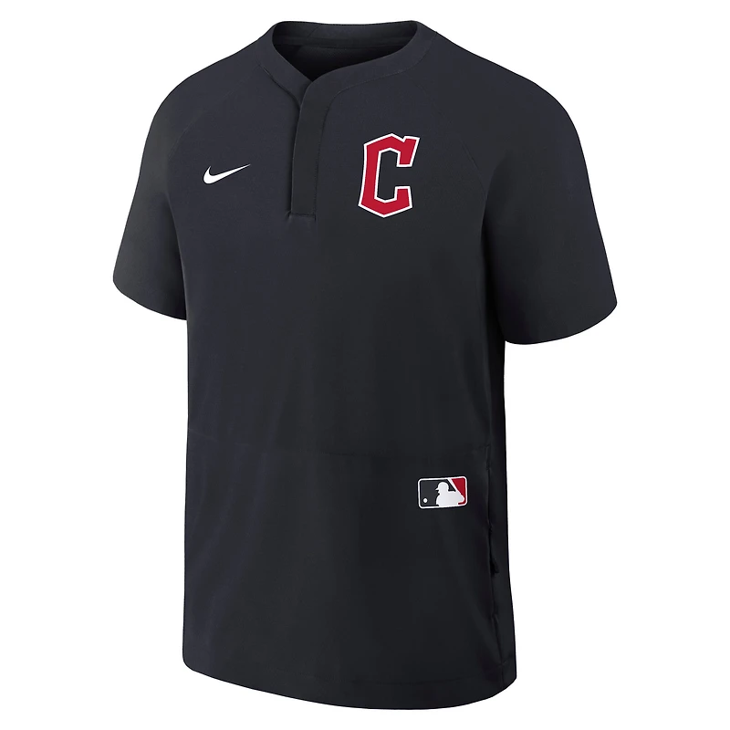 Coupe-vent à manches courtes raglan Nike bleu marine Cleveland Guardians Authentic Collection pour homme