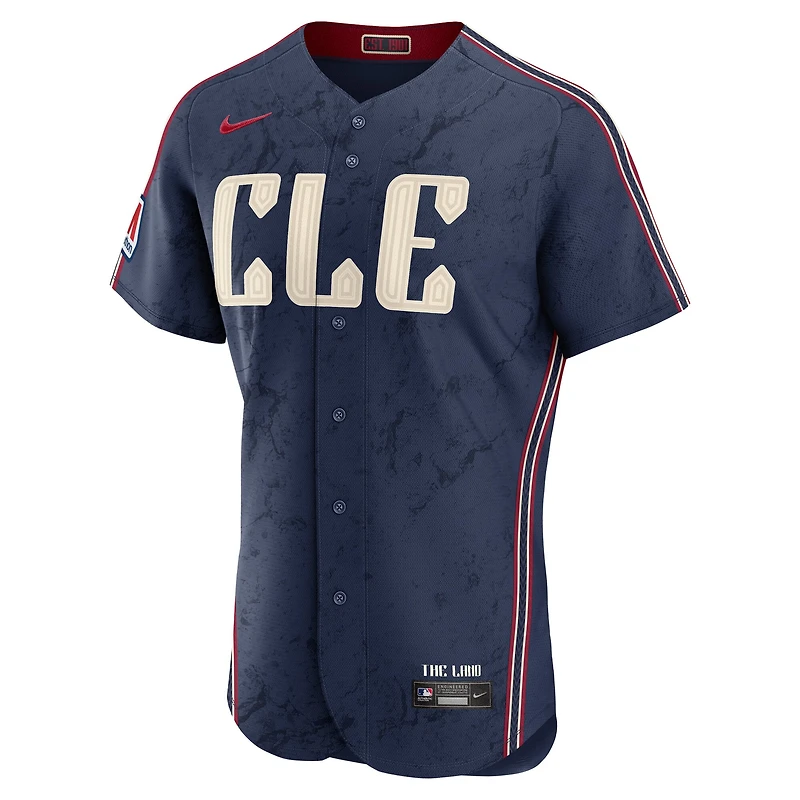 Men's Nike Navy Cleveland Guardians City Connect Authentic Sponsor Patch Jersey