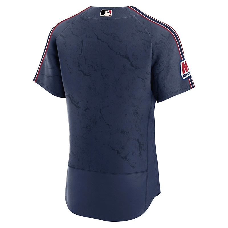 Men's Nike Navy Cleveland Guardians City Connect Authentic Sponsor Patch Jersey
