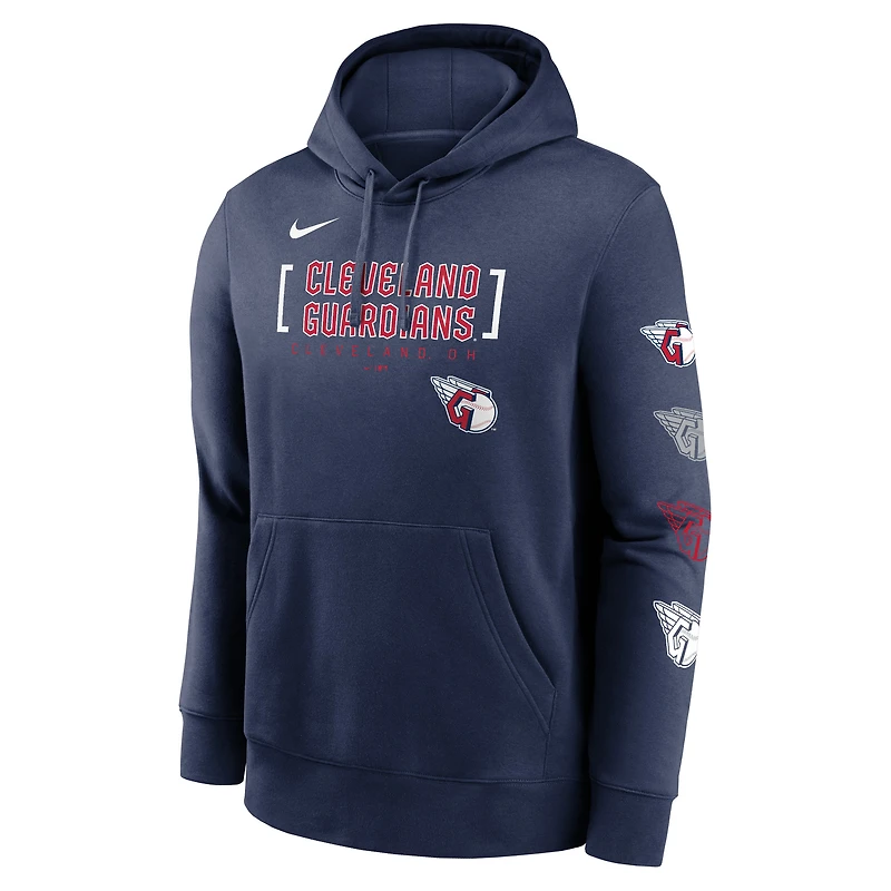 Sweat à capuche Nike Cleveland Guardians Club Stack bleu marine pour homme