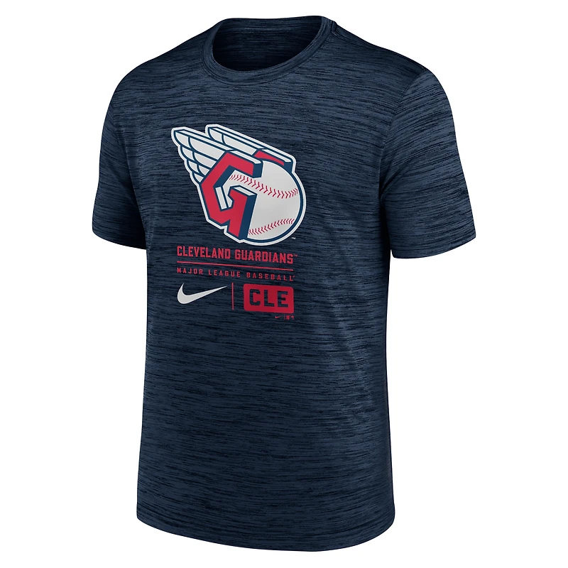 T-shirt Nike bleu marine avec grand logo Velocity des Cleveland Guardians pour hommes
