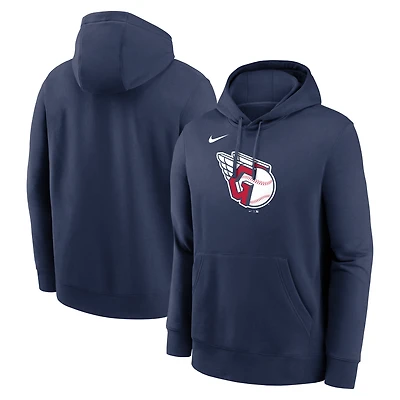Men's Nike Navy Cleveland Guardians Logo Club Fleece Pullover Hoodie