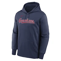 Men's Nike Navy Cleveland Guardians Primary Wordmark Therma Hoodie