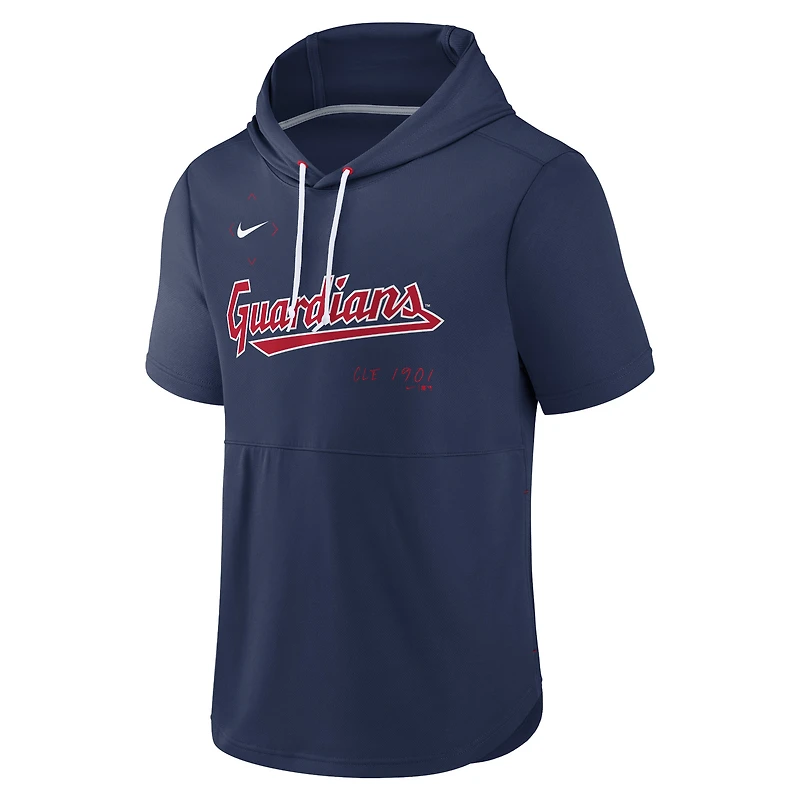 Men's Nike Navy Cleveland Guardians Springer Short Sleeve Team Pullover Hoodie