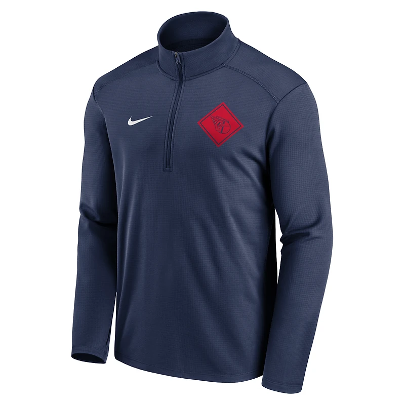 Haut à demi-glissière pour homme Nike Cleveland Guardians Team Logo bleu marine