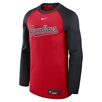 Men's Nike Red/Navy Cleveland Guardians Authentic Collection Game Time Raglan Dri-FIT Long Sleeve T-Shirt