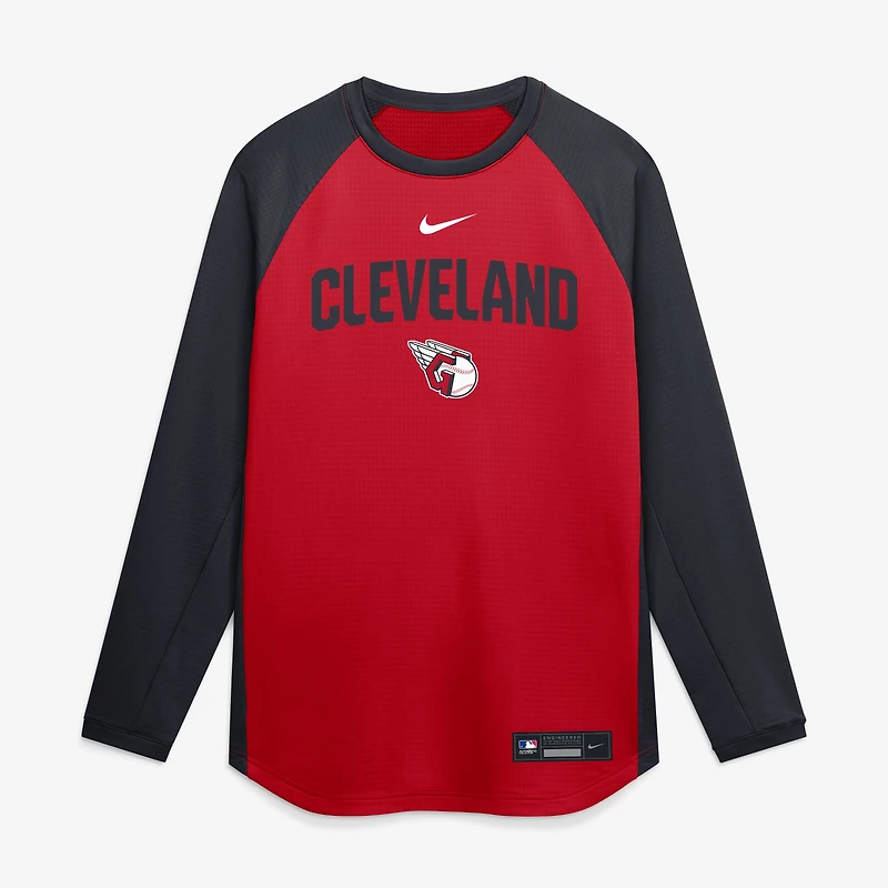 Men's Nike Red Cleveland Guardians Authentic Collection Raglan Dri-FIT Sweatshirt