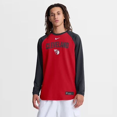 Sweat-shirt raglan Nike Dri-FIT Authentic Collection pour homme, rouge, Cleveland Guardians