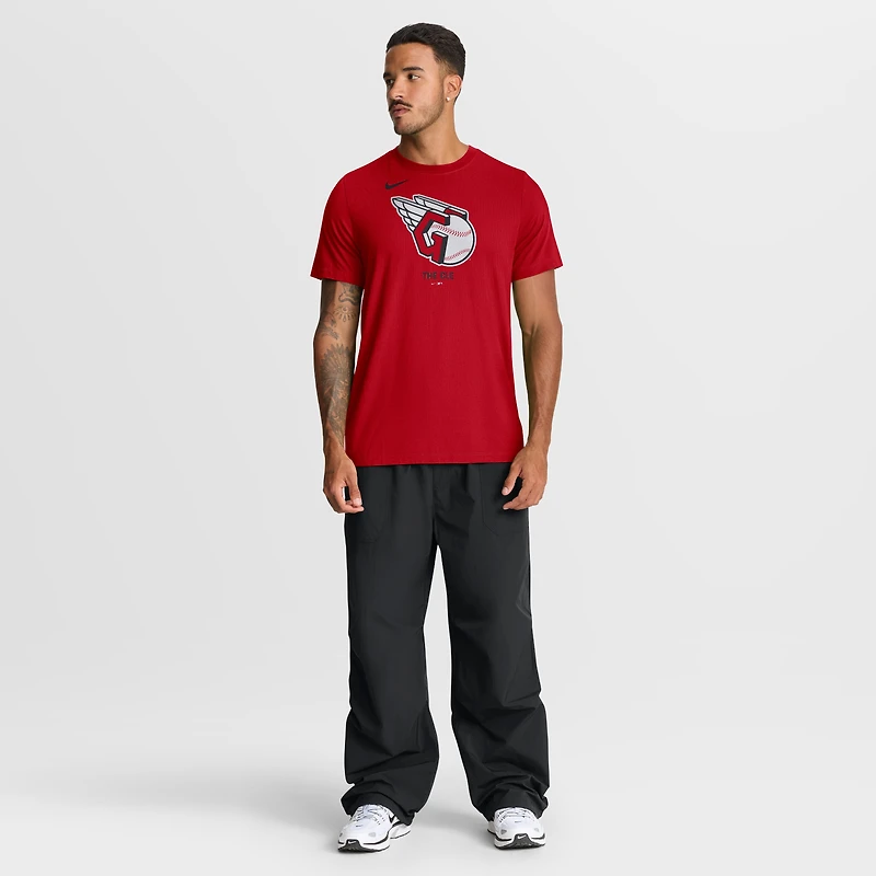 Men's Nike  Red Cleveland Guardians Tri-Blend Logo T-Shirt