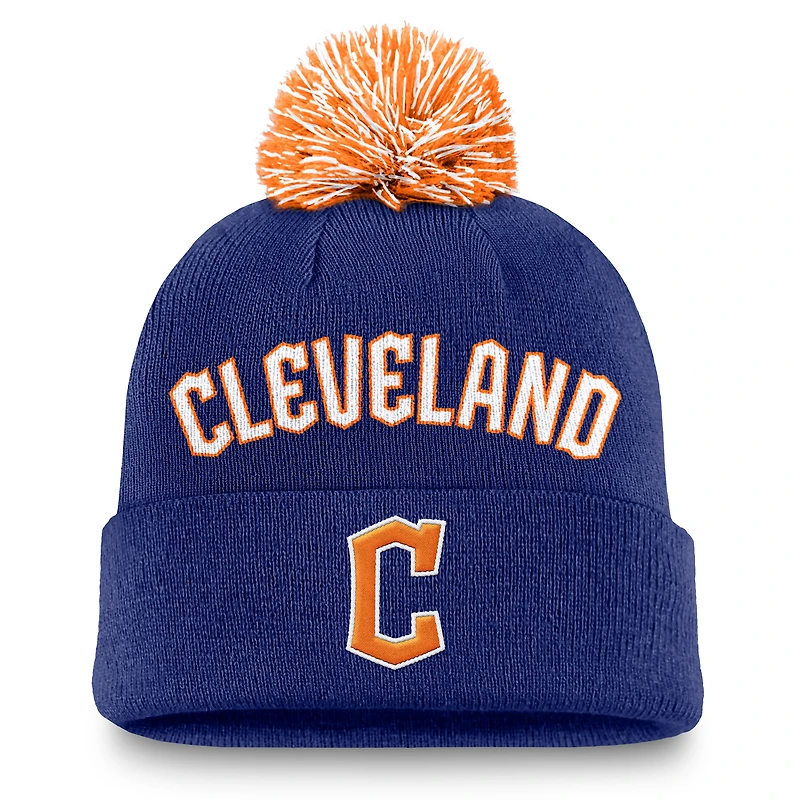 Men's Nike Royal Cleveland Guardians Peak Cuffed Knit Hat with Pom