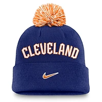 Men's Nike  Royal Cleveland Guardians Peak Cuffed Knit Hat with Pom