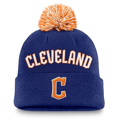 Men's Nike Royal Cleveland Guardians Peak Cuffed Knit Hat with Pom