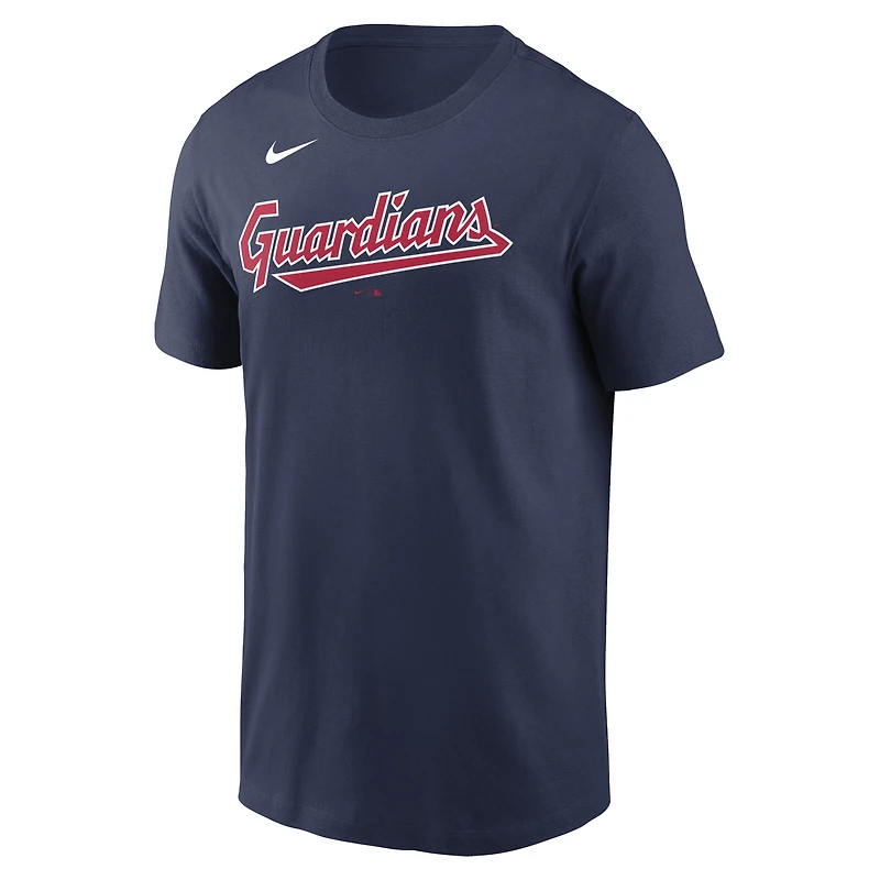 T-shirt Nike Shane Bieber pour hommes, bleu marine, nom et numéro des Cleveland Guardians