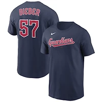 T-shirt Nike Shane Bieber pour hommes, bleu marine, nom et numéro des Cleveland Guardians