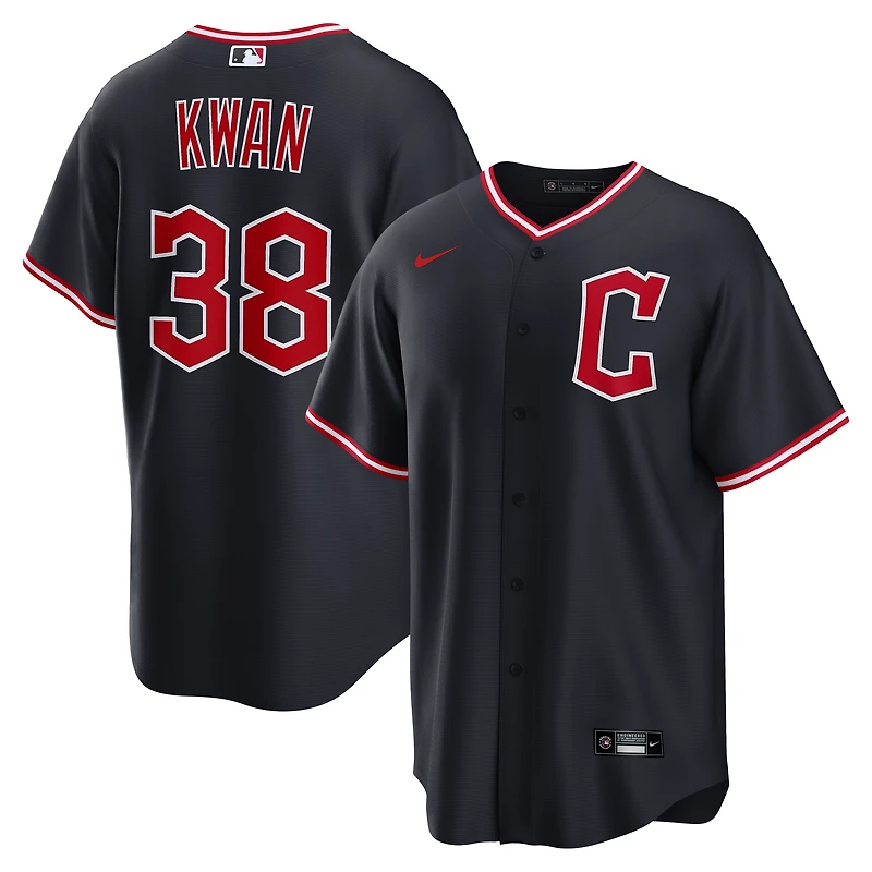 Men's Nike Steven Kwan Navy Cleveland Guardians Alternate Replica Jersey
