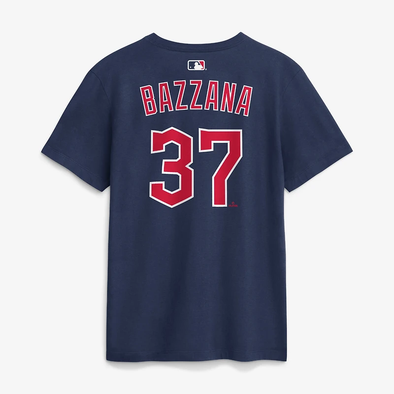 T-shirt Nike Travis Bazzana bleu marine Cleveland Guardians pour homme, avec nom et numéro