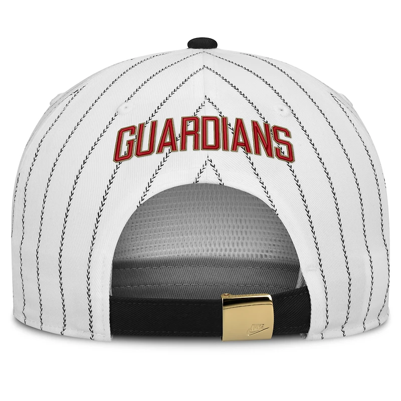 Casquette ajustable Nike Pro Cleveland Guardians Cooperstown Collection blanche et noire pour homme