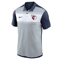 Men's Nike White/Navy Cleveland Guardians Vapor Striped Dri-FIT Polo