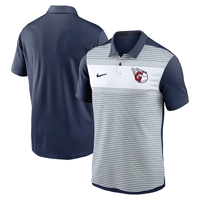 Polo Nike Performance à rayures Cleveland Guardians Vapor pour homme, blanc/bleu marine